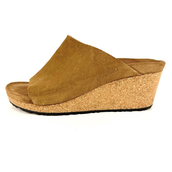 Birkenstock Papillio Namica Suede Leather Slide Wedge Sandal Tea Brown Size 38 - Picture 1 of 11